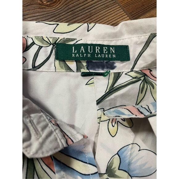 Ralph Lauren Women Spring Floral Print Beige Button Down Shirt Sz XL - Picture 3 of 10